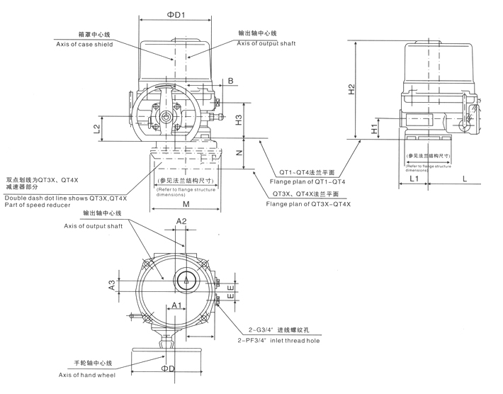 QT1~QT4(QT3X、QT4X)外形圖